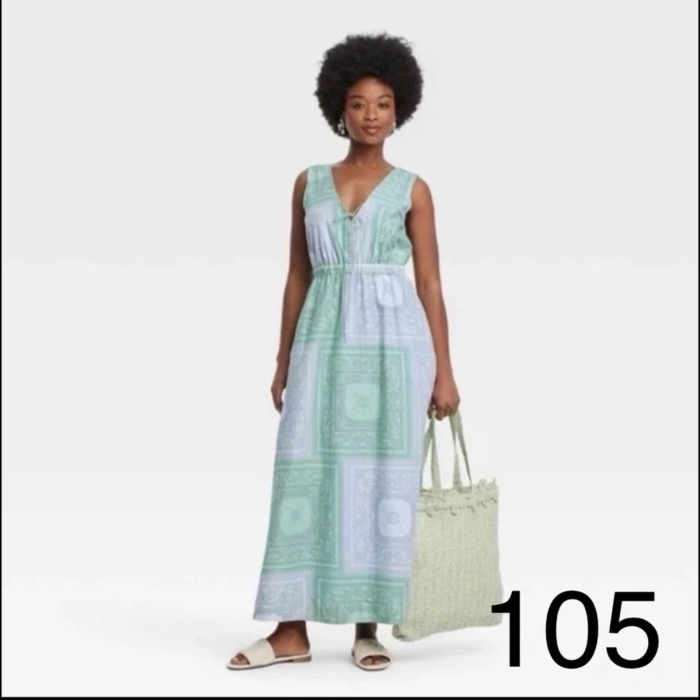 Universal Thread Mint and White Bandana-Print Maxi Dress